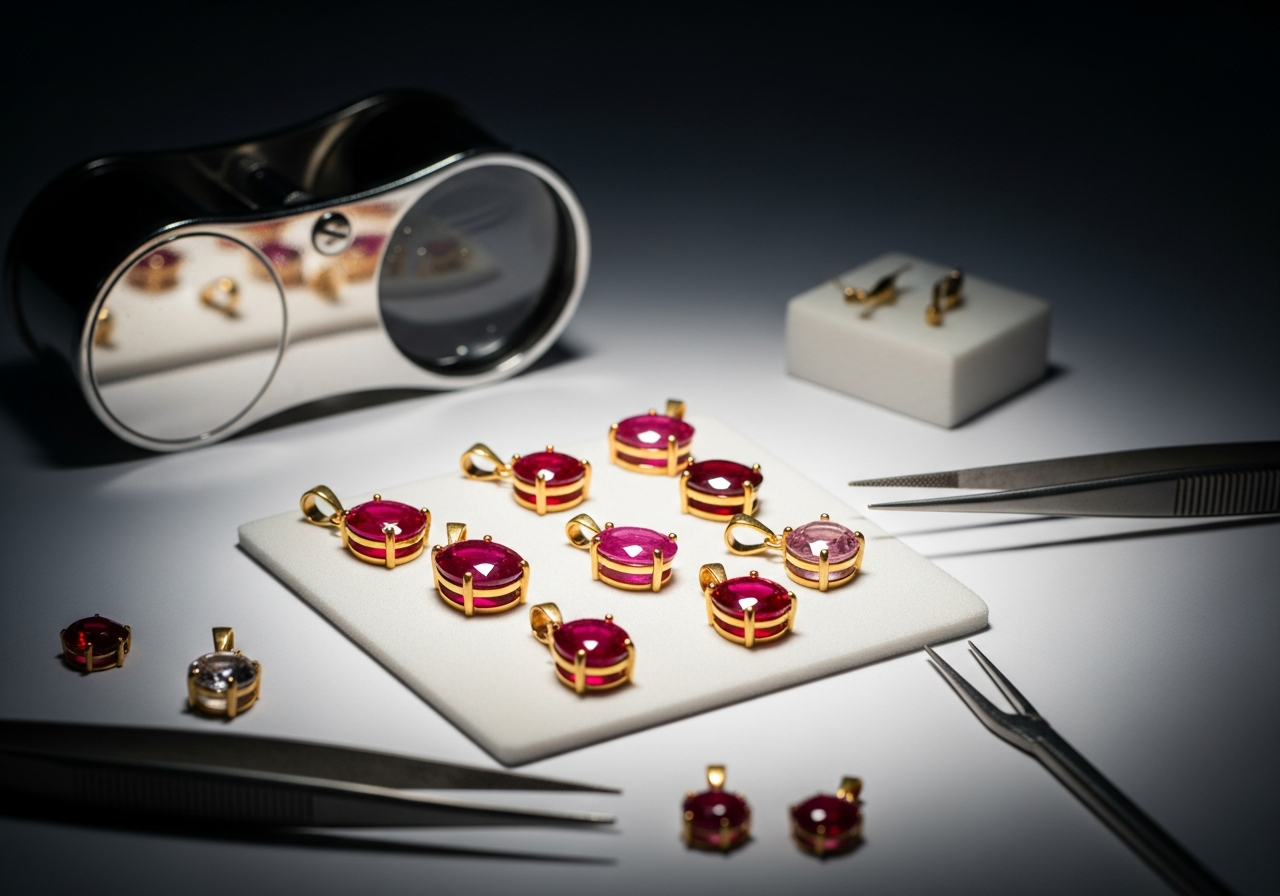 Différents alliages d'or pour pendentif rubis : jaune, blanc et rose